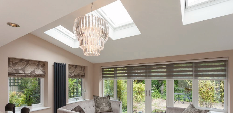 Solid roof extension with rooflights